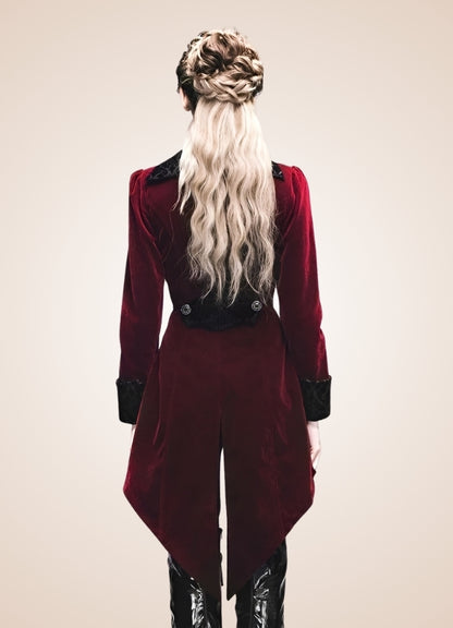 Women's Steampunk Tailcoat Burgundy - Steampunk Australia